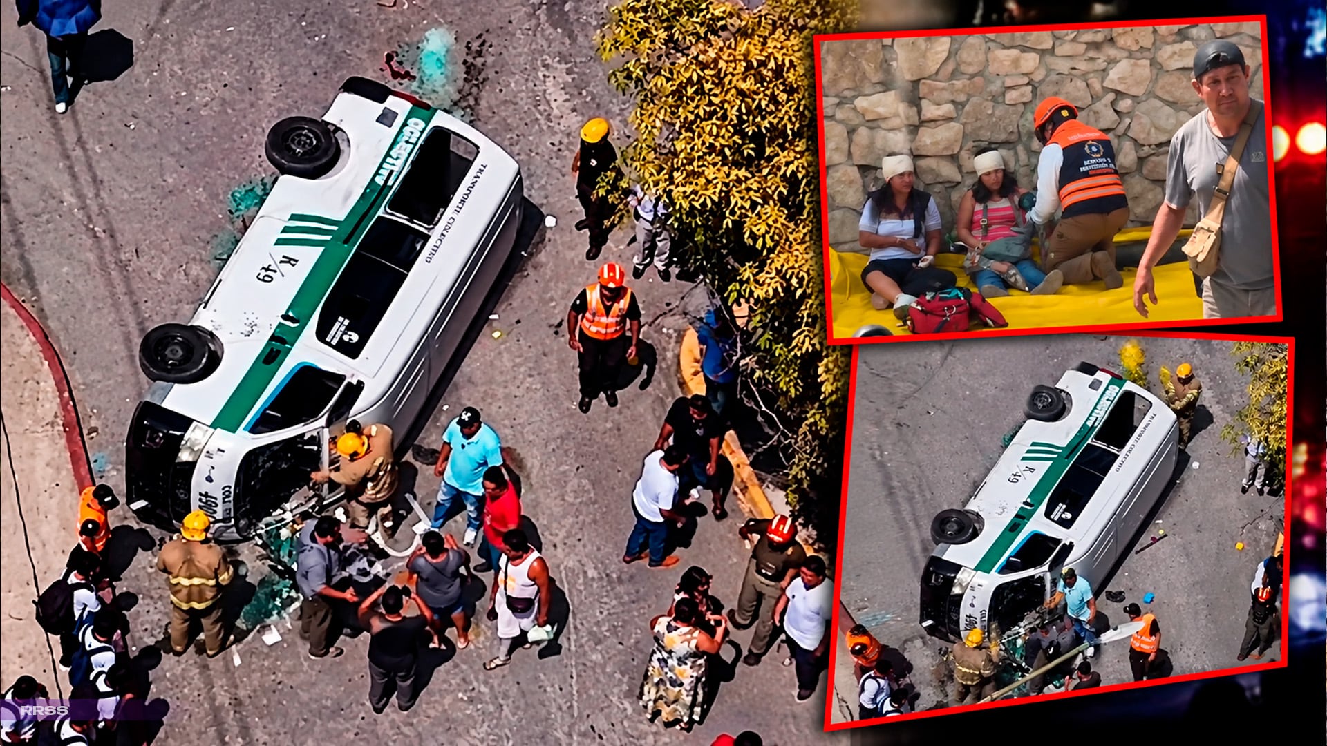 ¡COLECTIVAZO EN TUXTLA! Combi vuelca en la colonia 24 de Junio y deja 8 lesionados