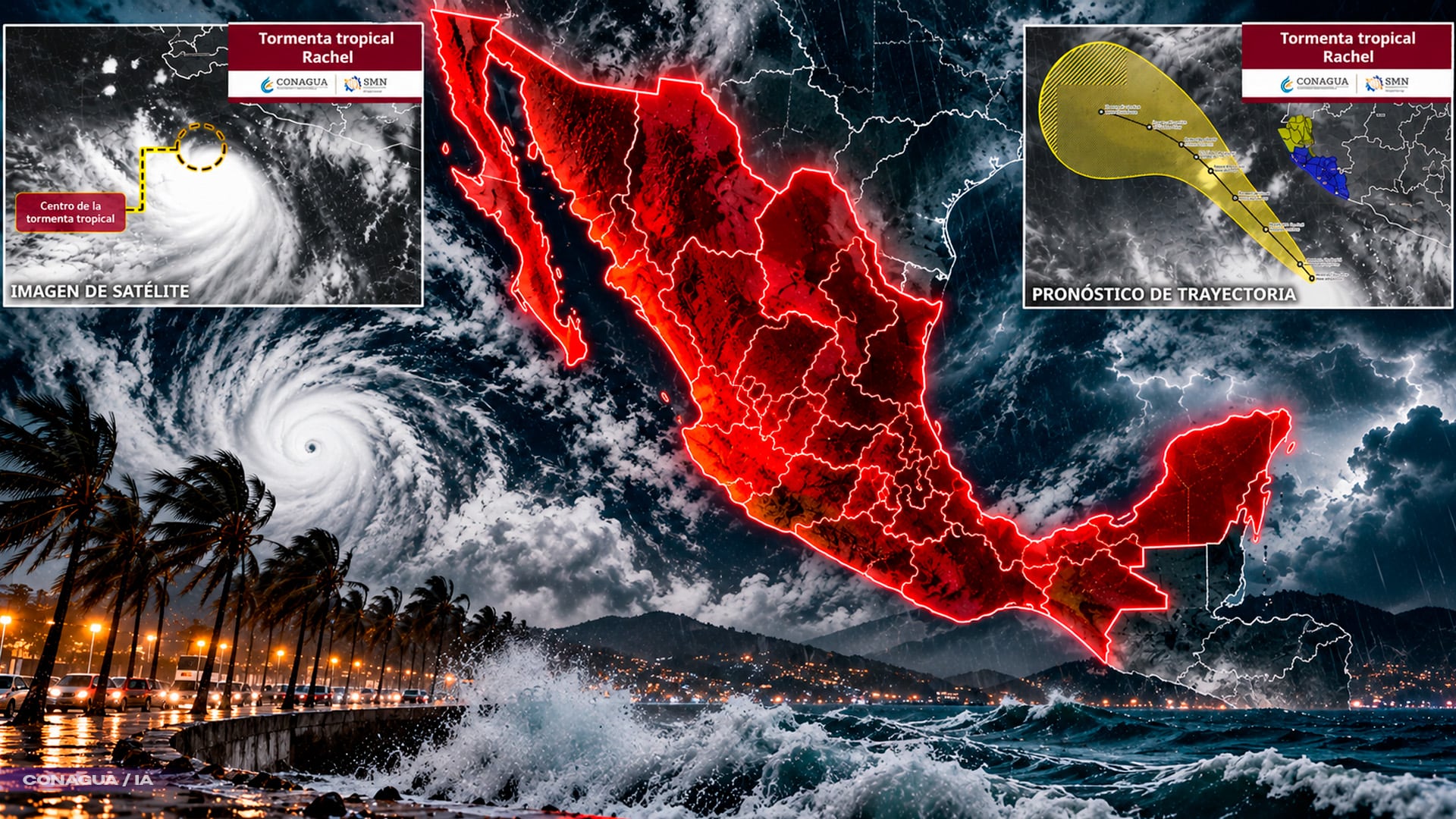 Tormenta tropical Rachel se acerca a México y podría convertirse en huracán: lluvias y oleaje comienza a presentarse en estos estados