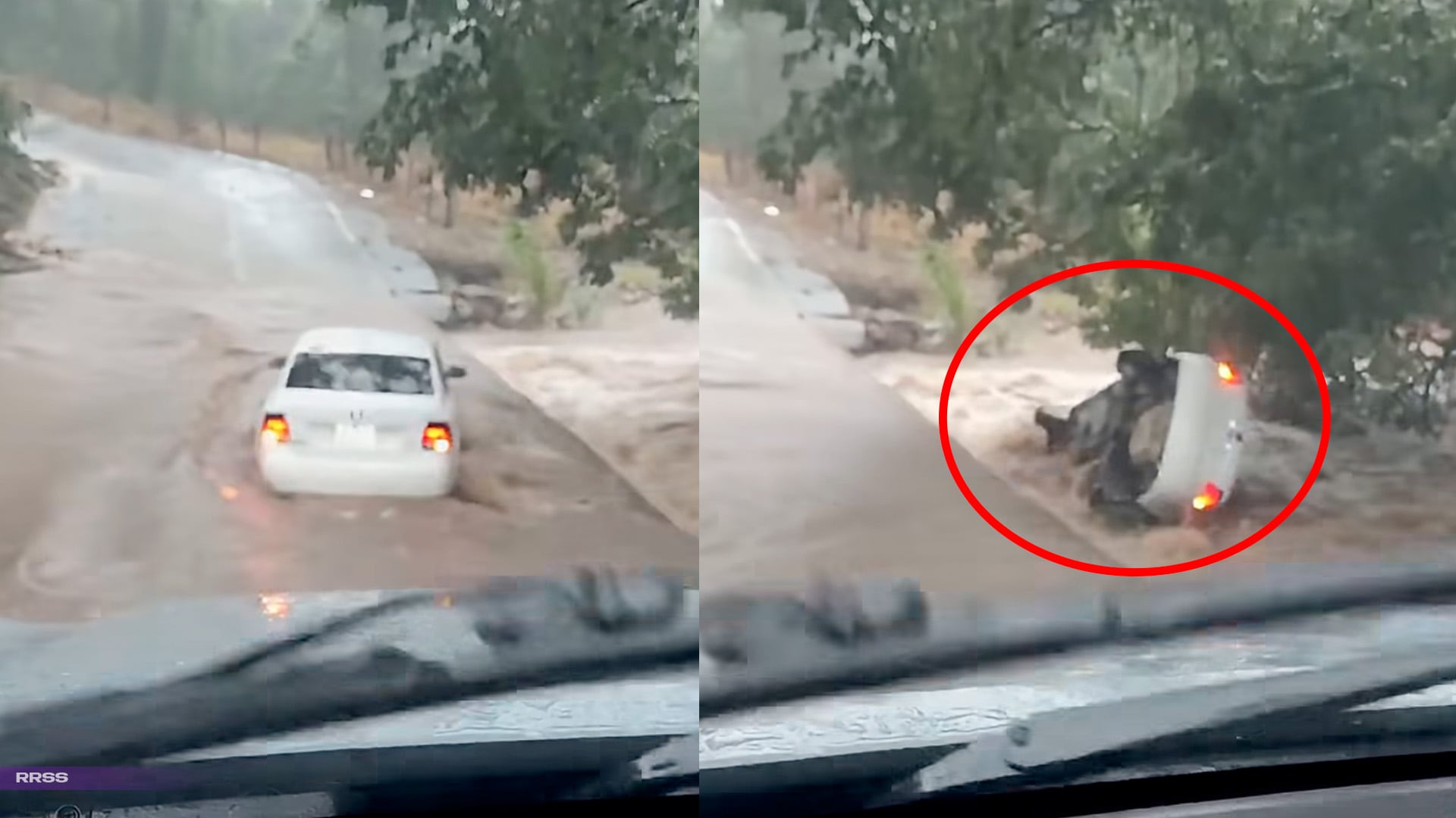 ¡La corriente se los llevó! Vehículo y tráiler son arrastrados por las lluvias en Mapastepec | VIDEO
