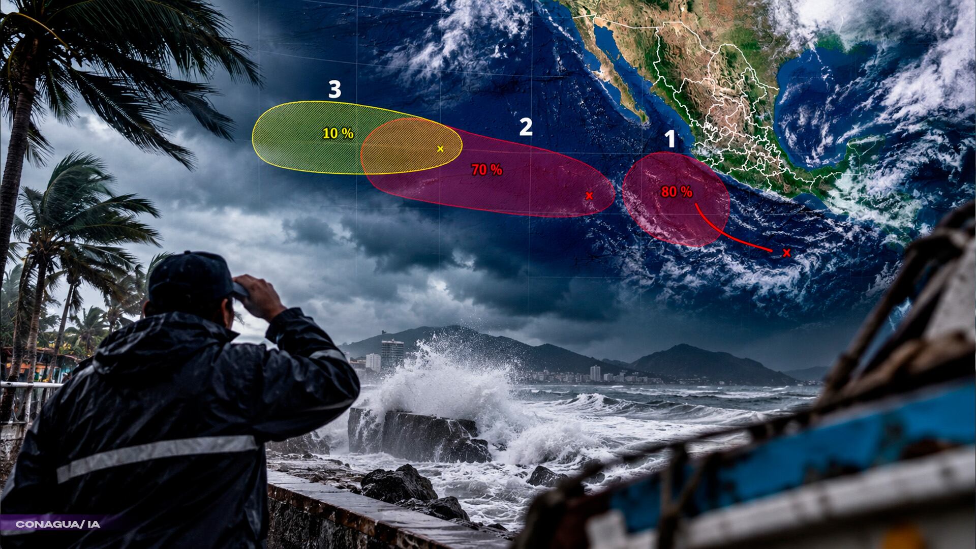 ¡Alerta en el Pacífico! Vigilan 3 zonas de baja presión y una alcanza 80% de probabilidad ciclónica