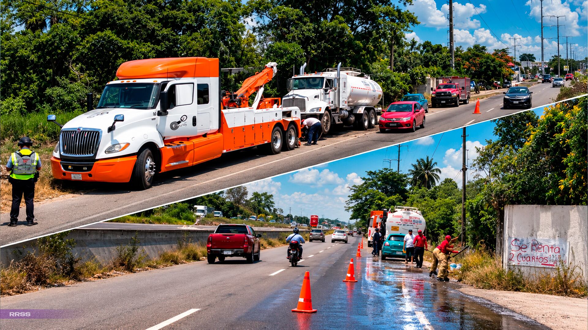 ¡Peligro en carretera! Pipa se accidenta y derrama diésel en la Villahermosa-Cárdenas