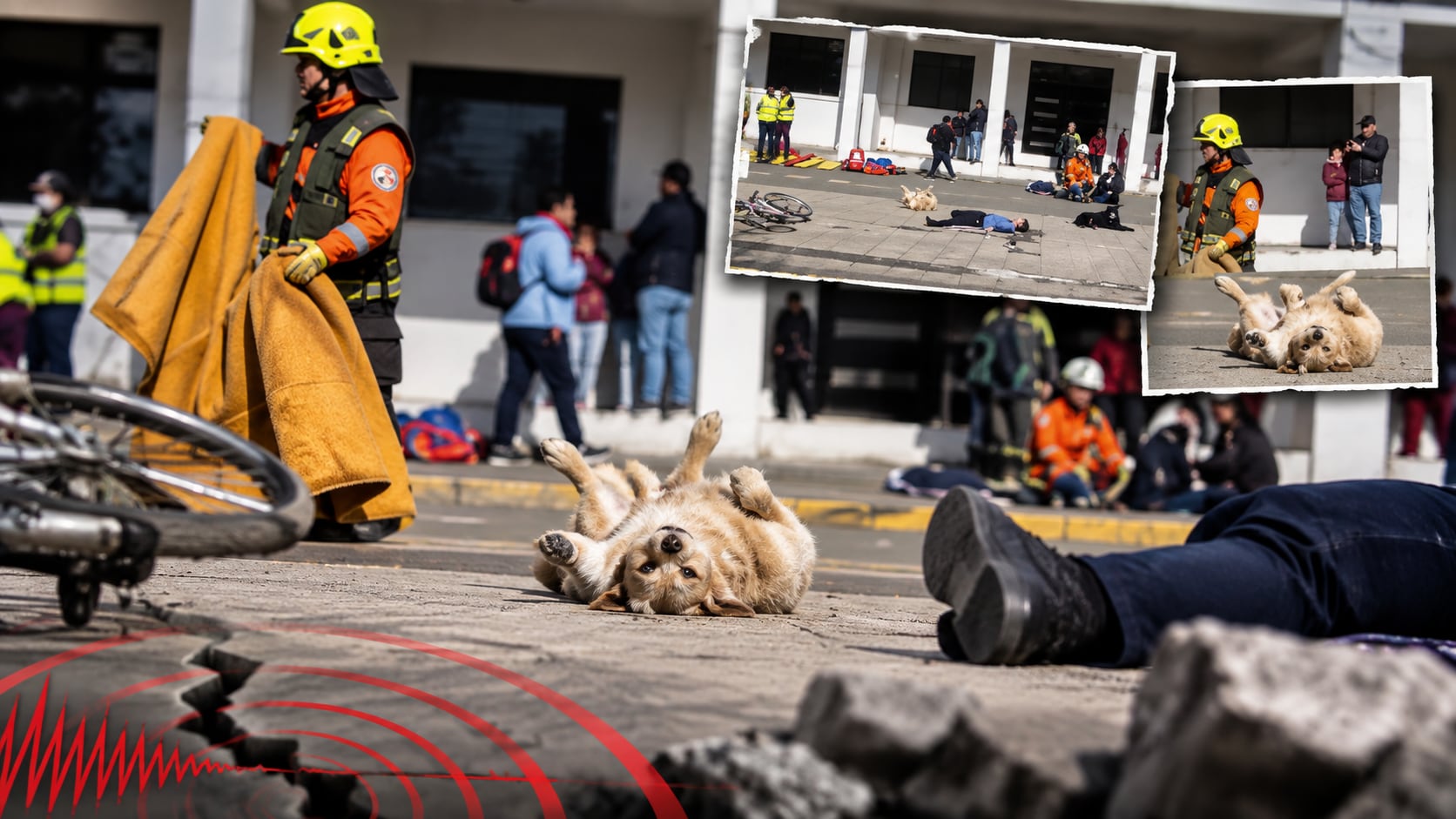¡Se tomó muy en serio el SIMULACRO! Perrito se ‘hace el muerto’ y causa sensación | VIDEO.