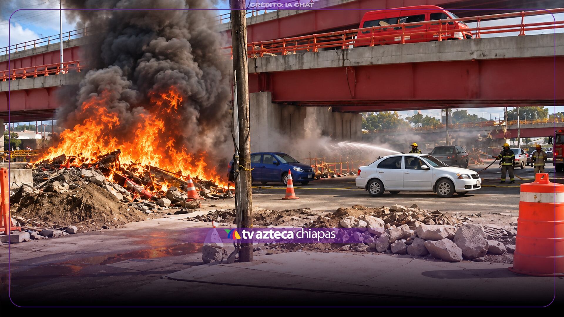 ¡Fuego en plena obra! Incendio en excavación de avenida Ruiz Cortines moviliza a los cuerpos de emergencia en Villahermosa