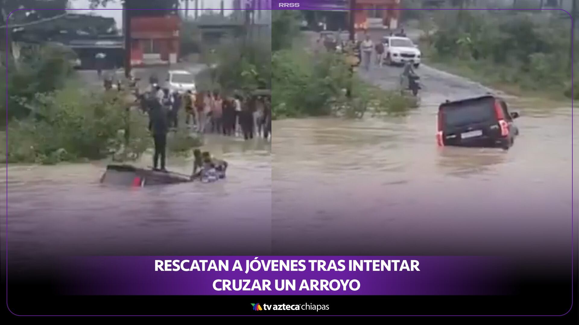 RESCATAN A JÓVENES TRAS INTENTAR CRUZAR UN ARROYO