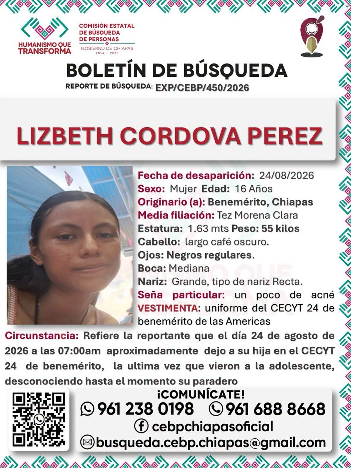 ¡Su mamá la dejó en la escuela y desapareció en Chiapas! Buscan a Lizbeth Córdova  