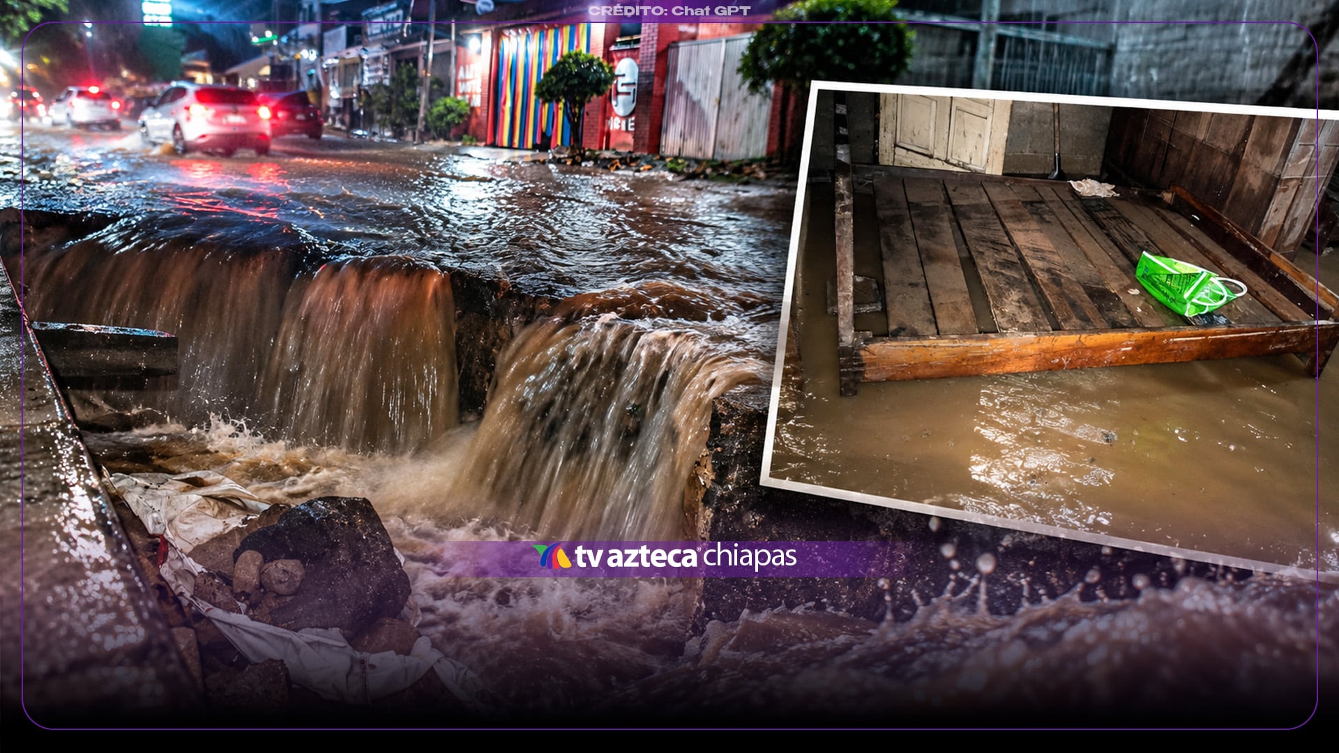 FOTOS: ¡Bajo el agua! Inundaciones y un socavón tras fuertes lluvias en Huixtla, Chiapas