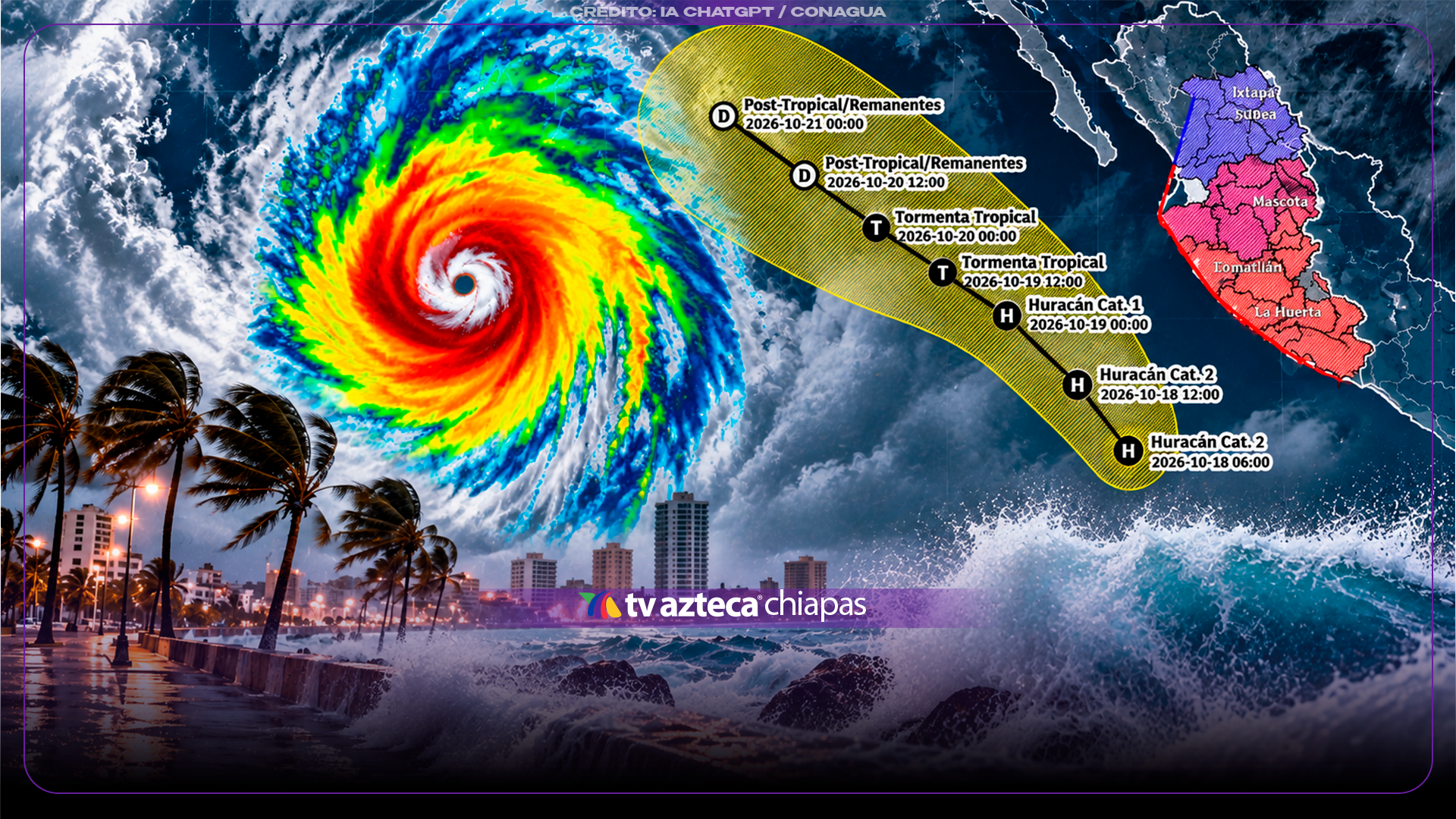 ¡ALERTA EN EL PACÍFICO! Huracán Trudy categoría 2 amenaza con lluvias intensas en 4 estados de México