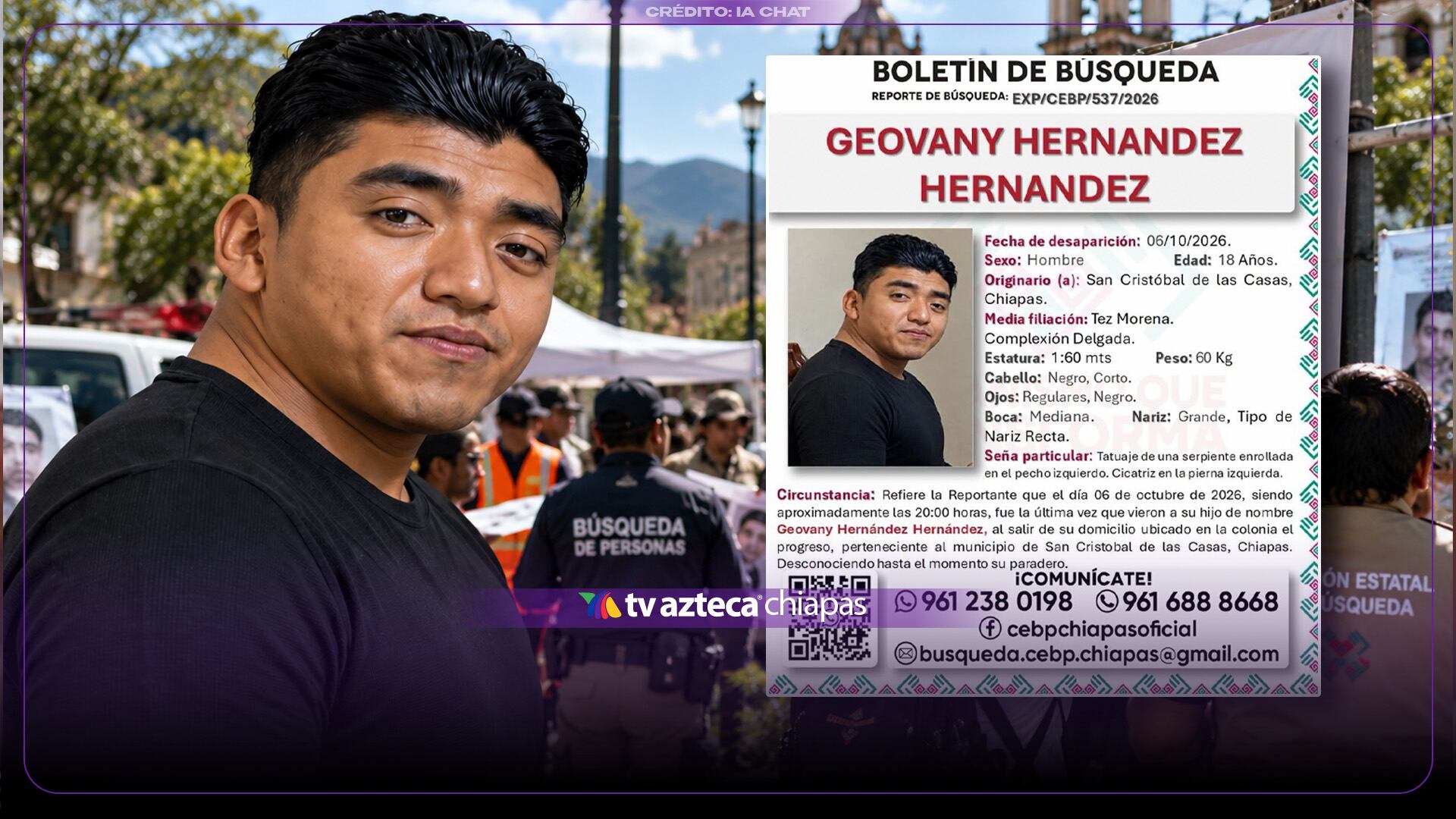 ¡Otro joven desaparece en San Cristóbal de Las Casas! Buscan a Geovany Hernández