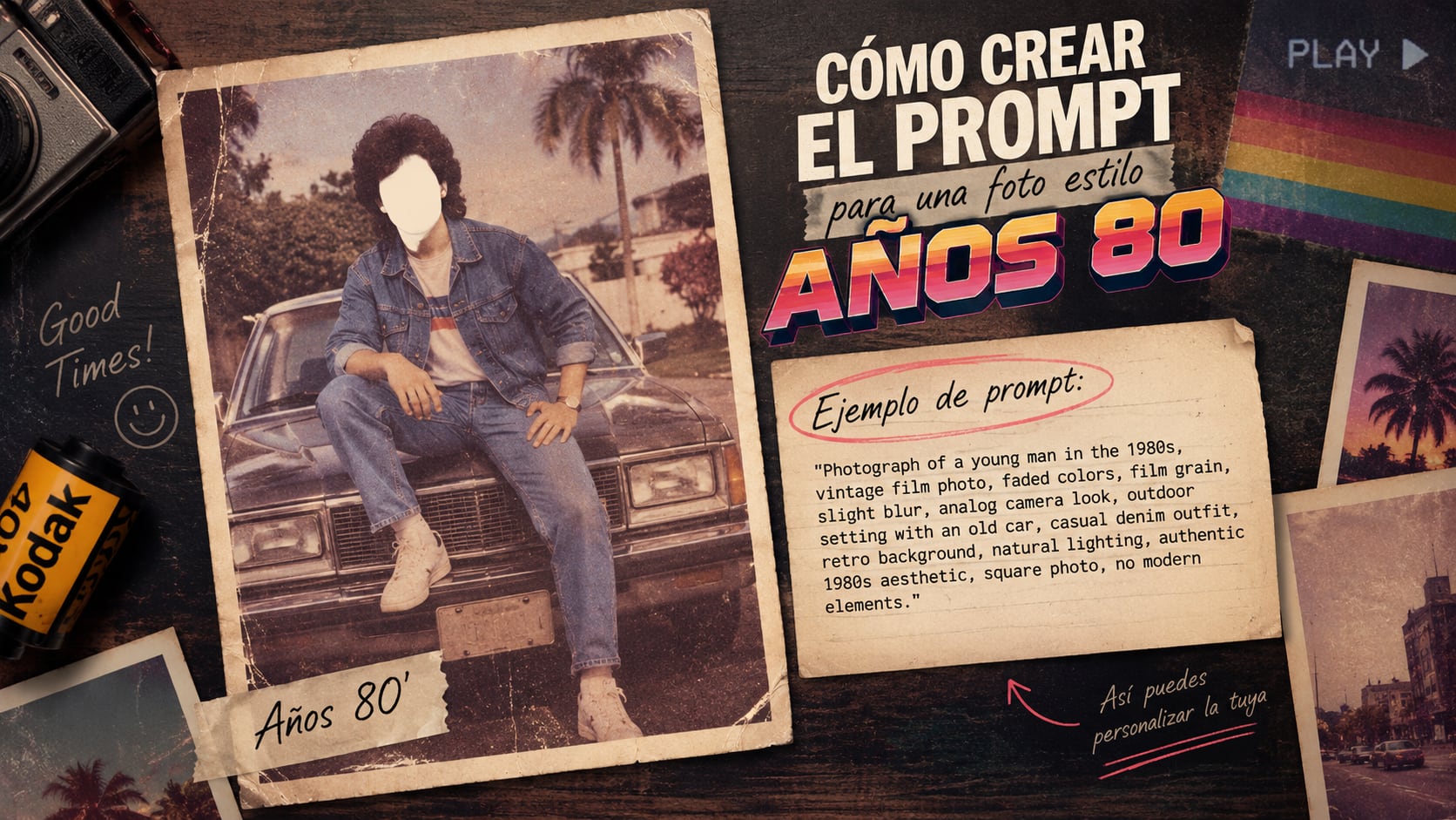 Cómo hacer una foto estilo años 80 con IA paso a paso: el prompt para transformar tu imagen en segundos