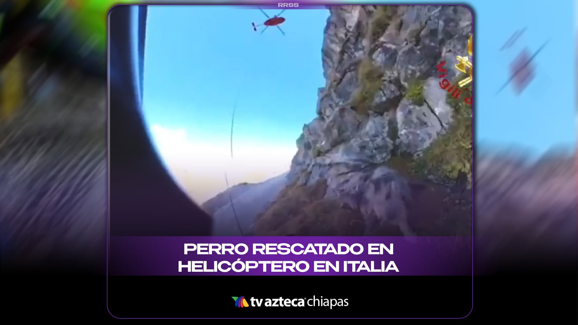 PERRO RESCATADO EN HELICÓPTERO EN ITALIA