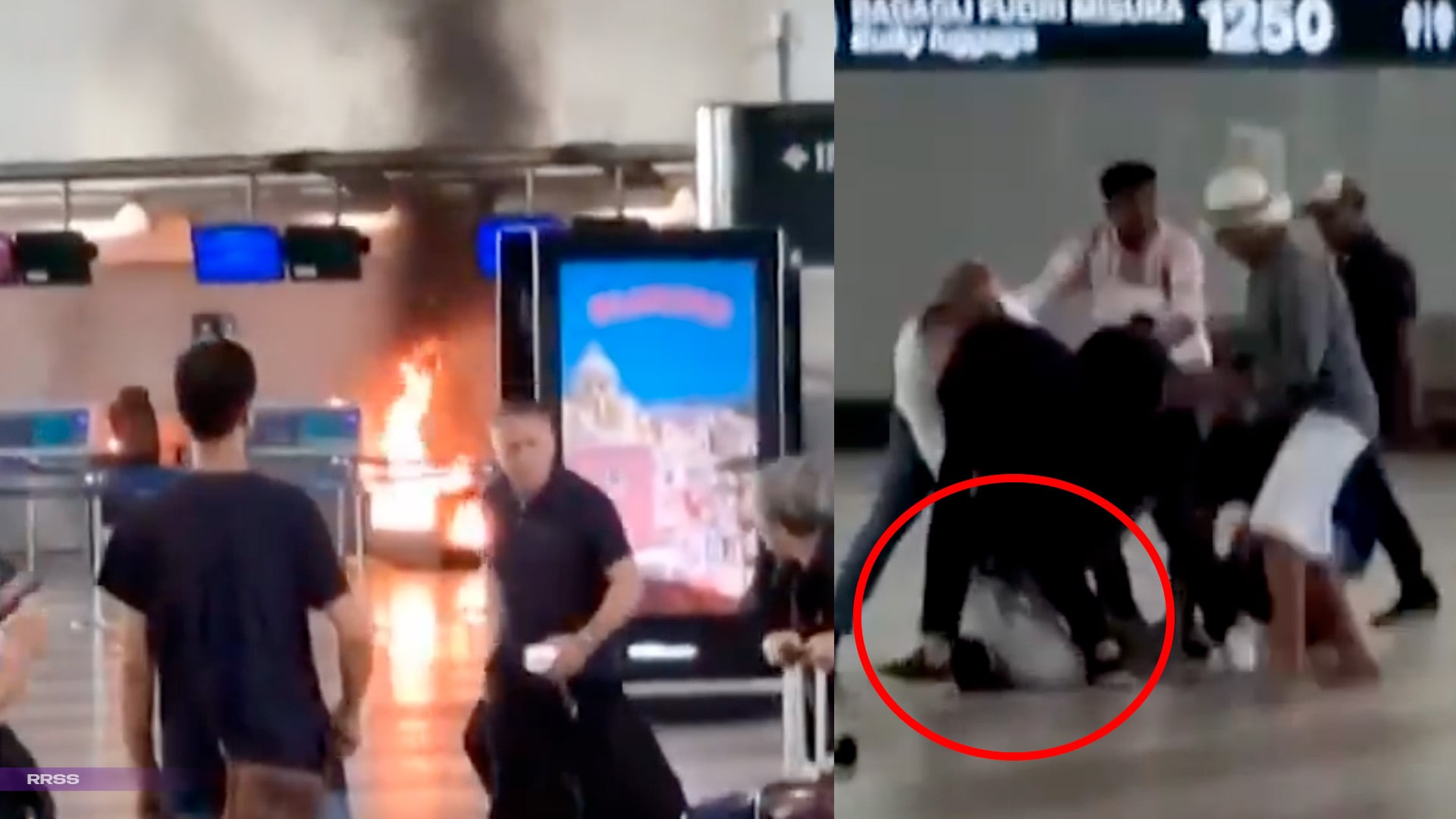 ¡CAOS EN AEROPUERTO! Hombre provoca incendio y destroza pantallas con un martillo en aeropuerto | VIDEO