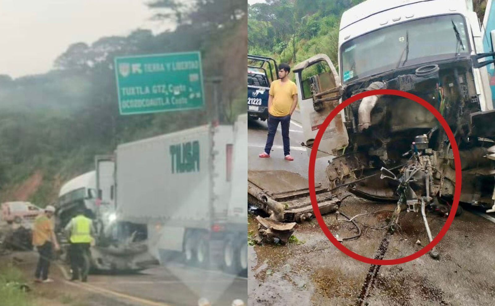 Accidente tráiler en carretera Ocozocoautla - Arriaga ocasiona tráfico durante varias horas en Chiapas.