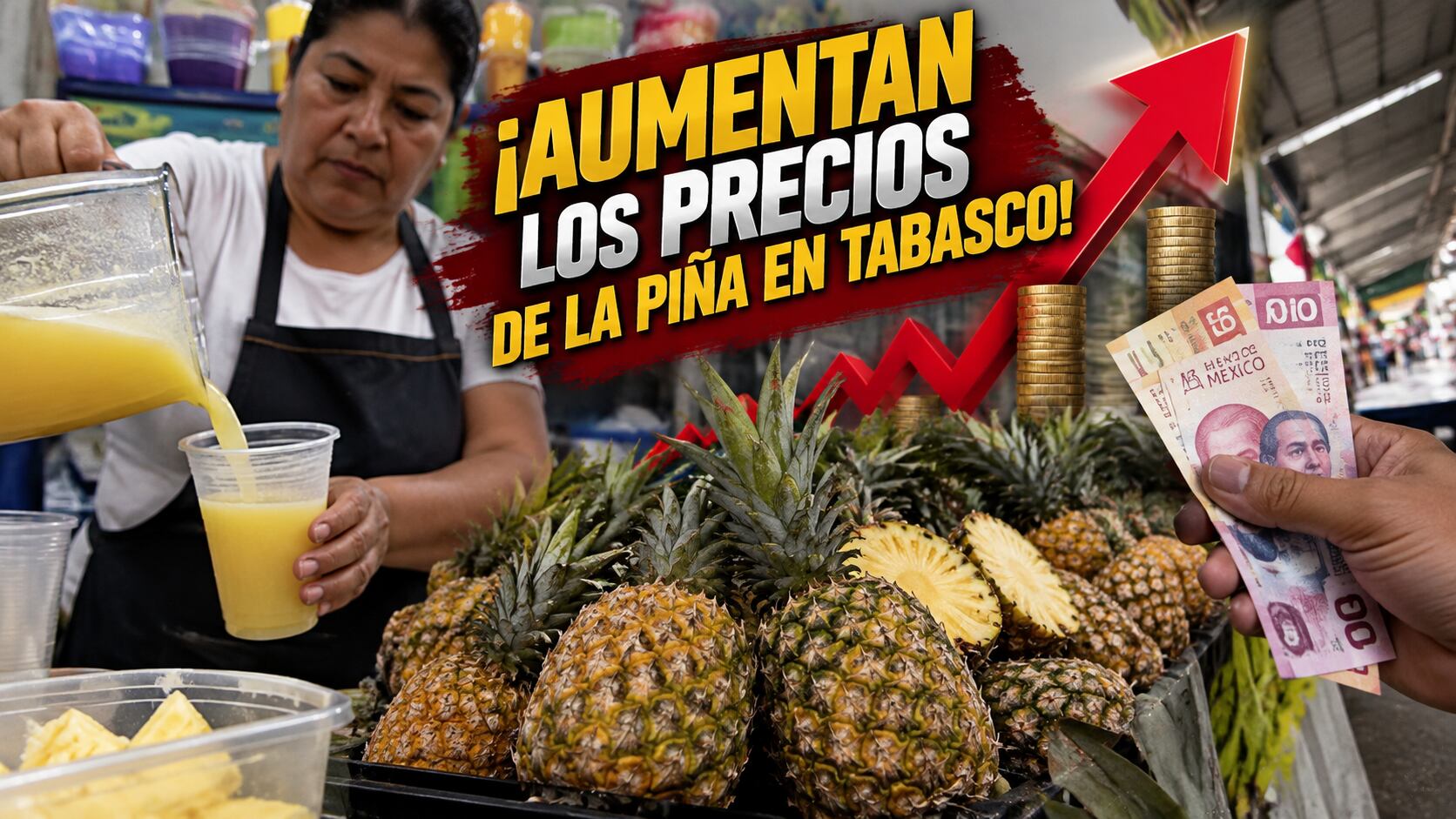 Precio de la piña se dispara en Tabasco: Alcanza hasta 80 pesos por pieza en Centro