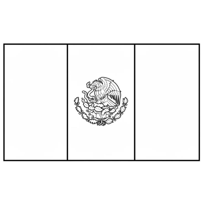 Bandera de México para colorear en tamaño carta