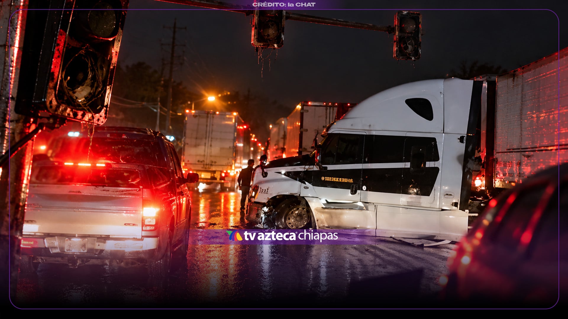 Accidente en la autopista! Tráiler derrapa por las intensas lluvias en el tramo Tuxtla-San Cristóbal