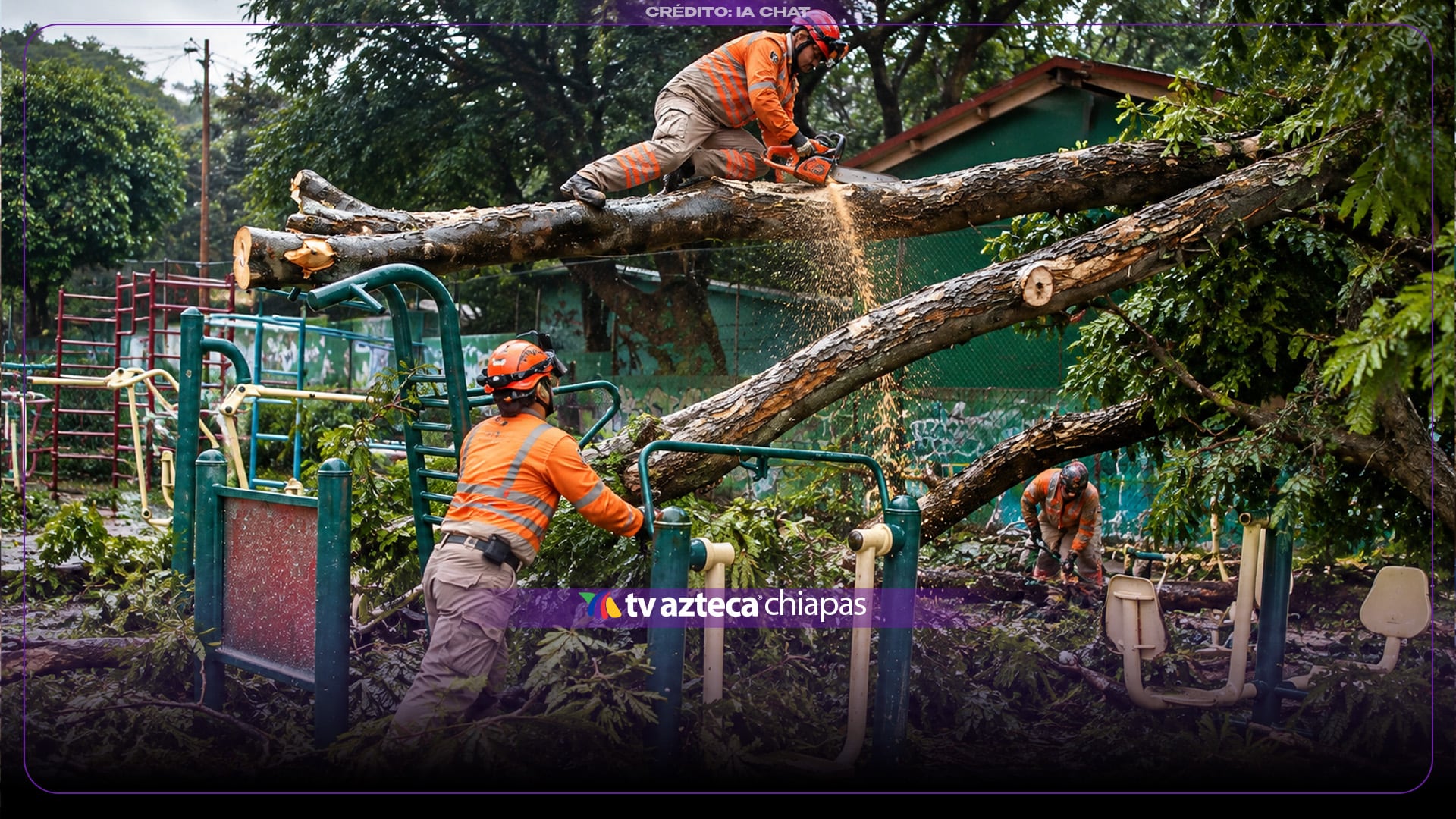 Árbol cae y derriba la barda de una secundaria en Tuxtla Gutiérrez