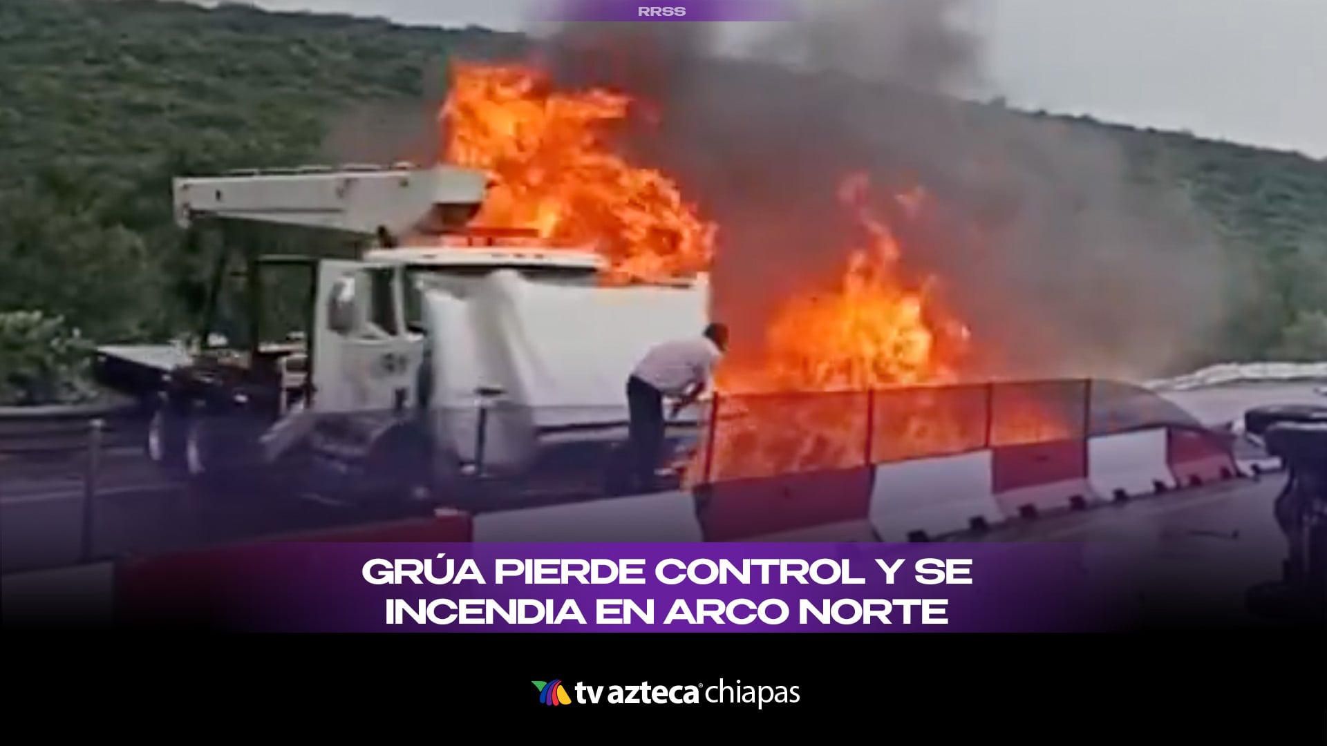 GRÚA PIERDE EL CONTROL Y SE INCENDIA EN ARCO NORTE