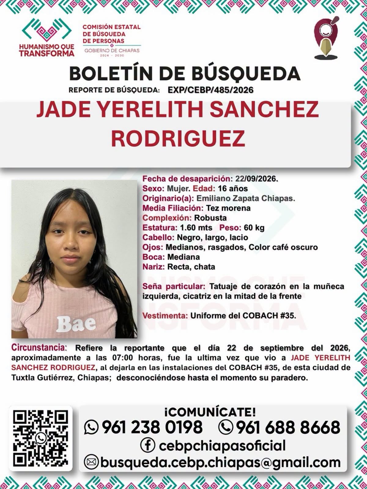 ¡La fueron a dejar a la prepa y desapareció! Se busca a Jade Yerelith