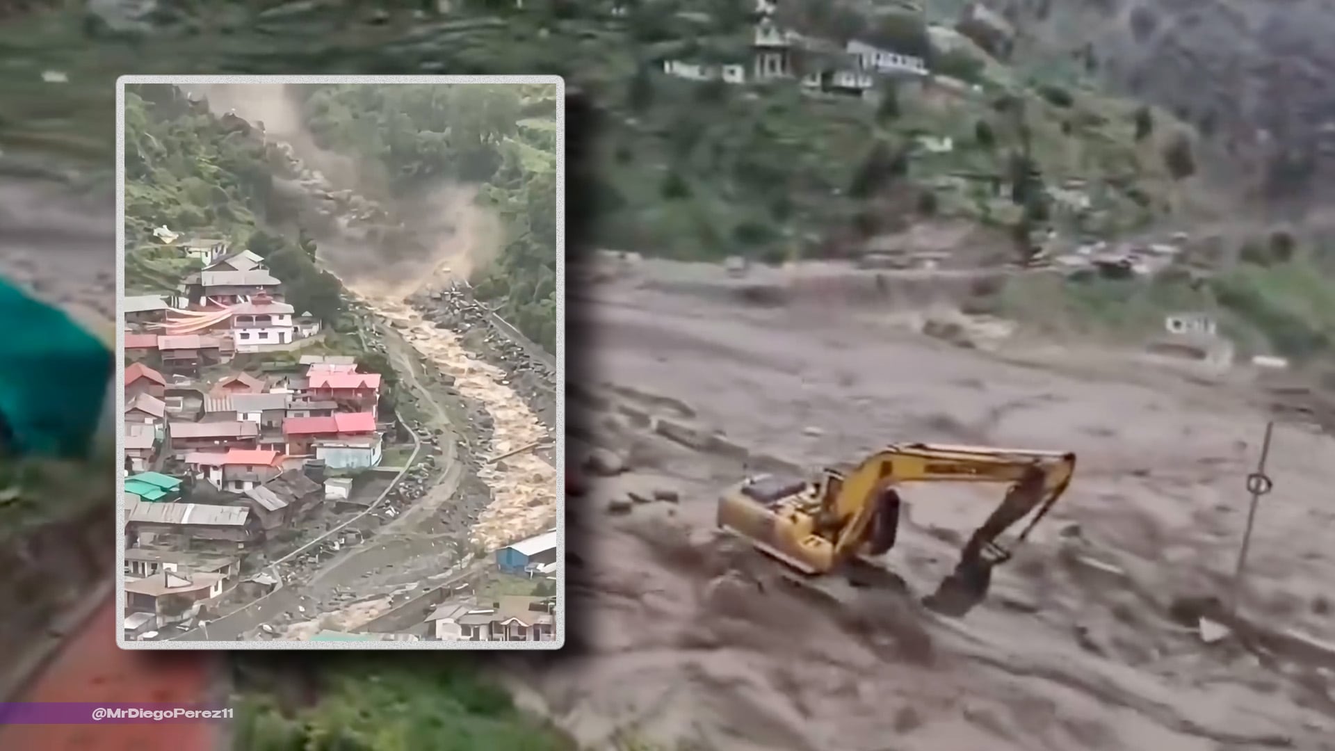 ¡Avalancha de lodo en Nepal! Momento exacto en que pueblito queda sepultado por una gigantesca riada 