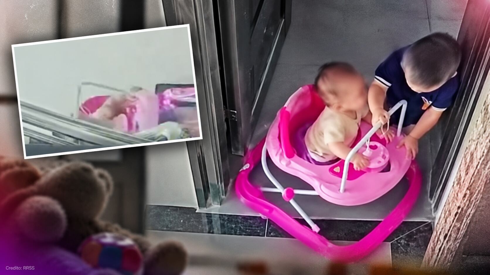 Video|Bebé en andadera rueda por las escaleras: su hermanito la sacó del departamento