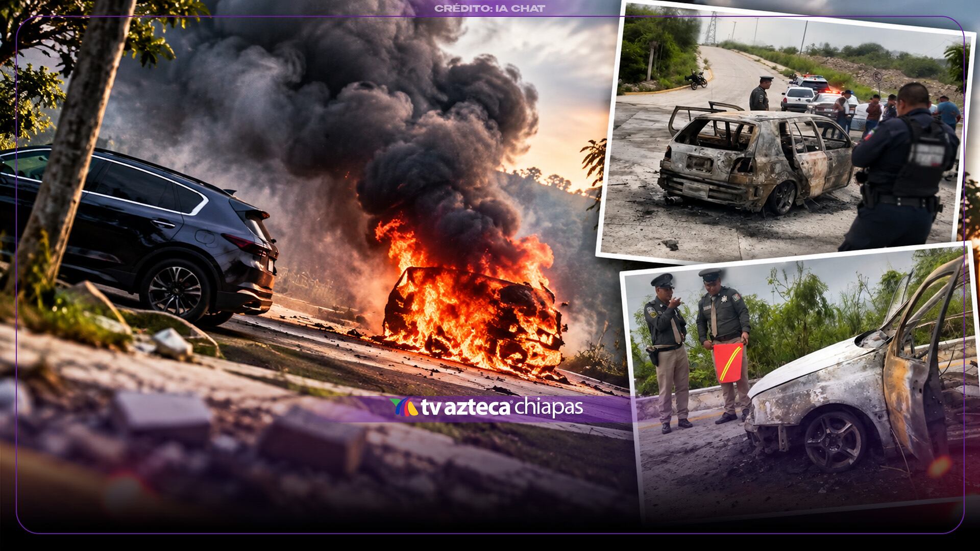 ¡Consumido por el fuego! Auto queda reducido a chatarra tras aparatoso incendio en el Libramiento Norte, Tuxtla Gutiérrez