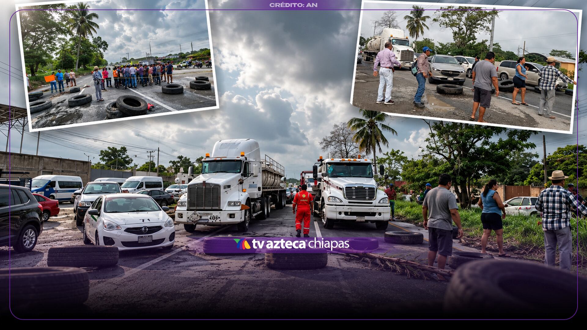 ¡Caos en la Villahermosa - Cárdenas! Habitantes bloquean carretera y afectan a tráileres y automovilistas