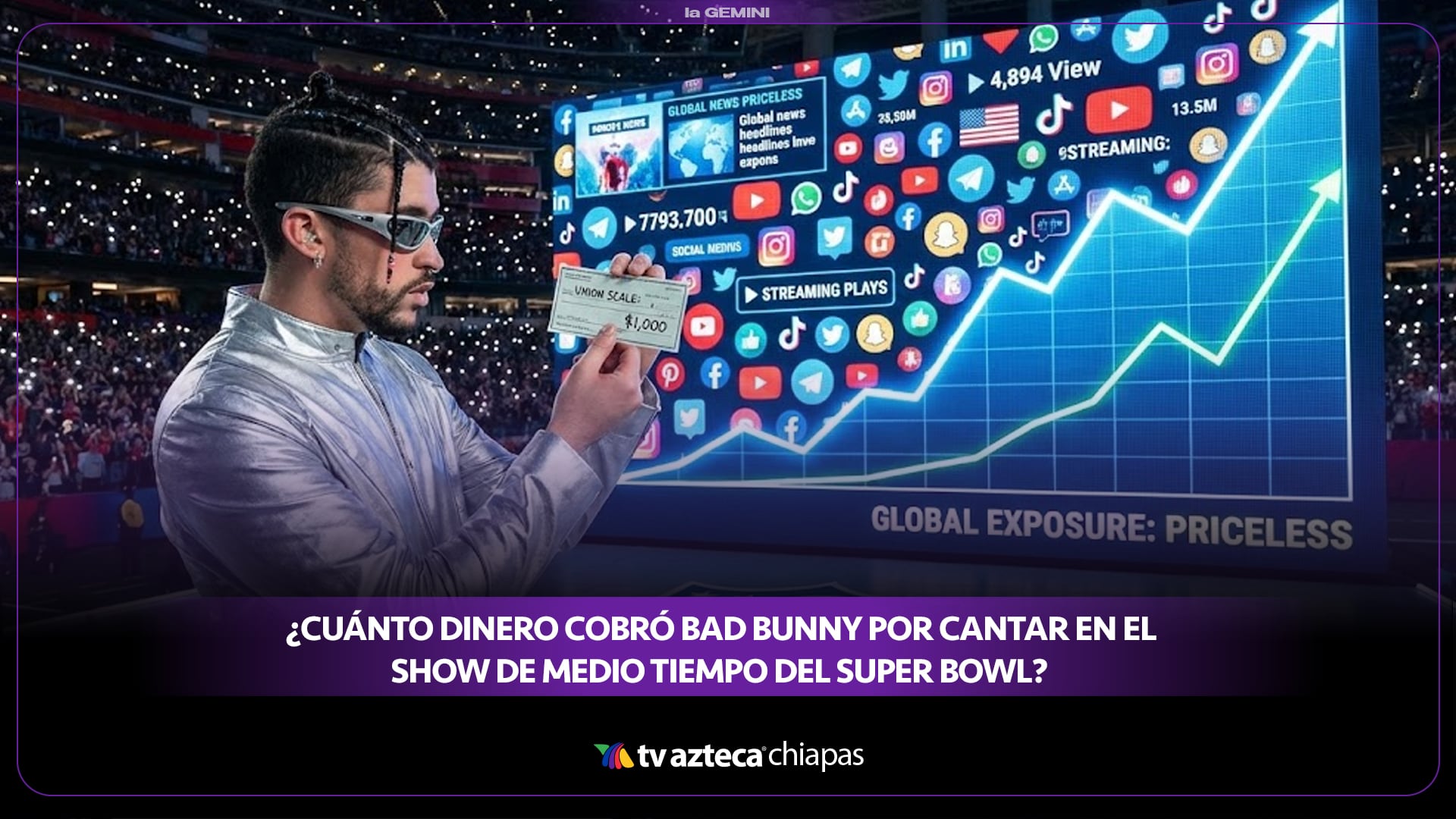¿Cuánto cobró Bad Bunny por el show de medio tiempo del Super Bowl LX? (VIDEO)